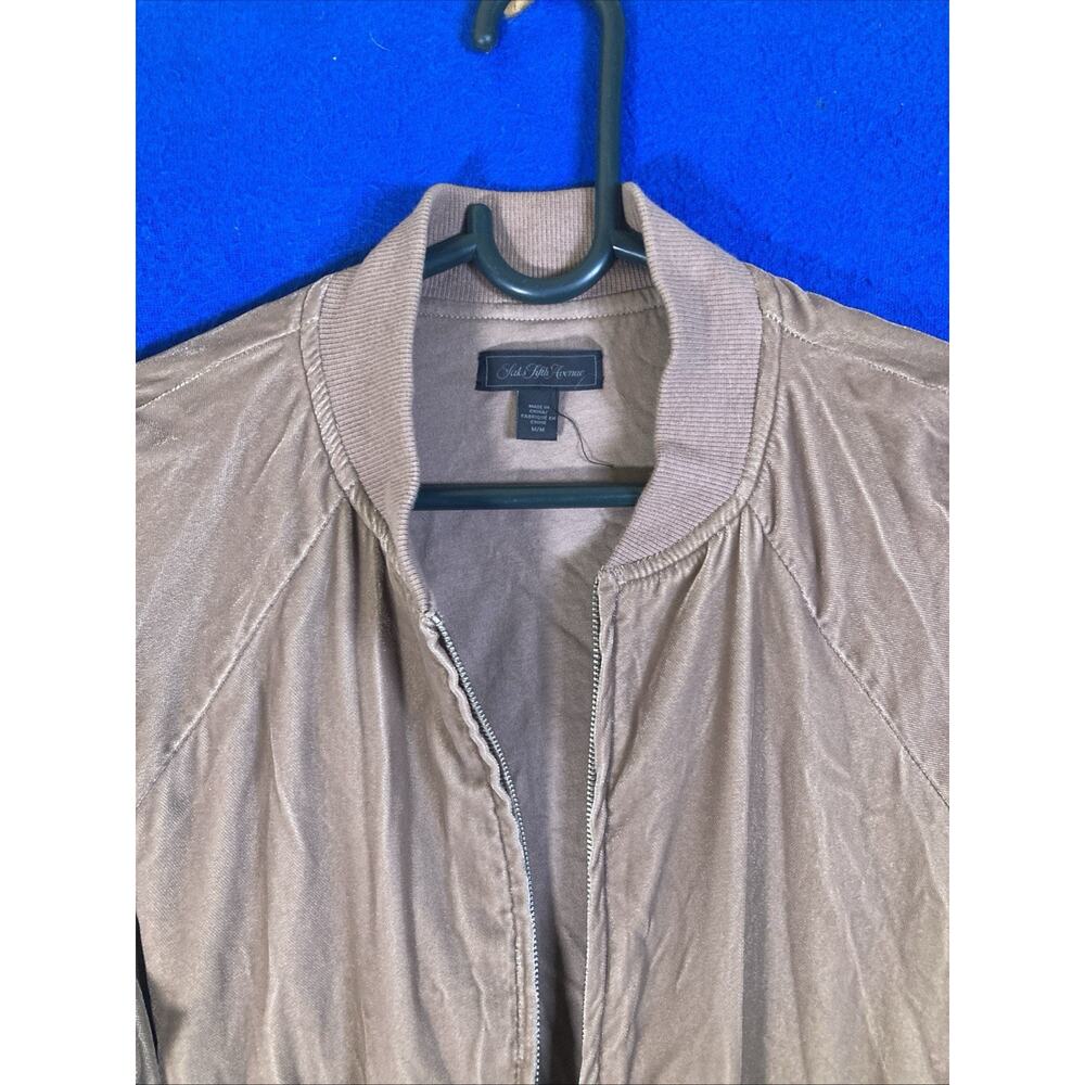 Saks Fifth Avenue Velour Bomber Jacket Womens Medium Brown Super Soft Zip Up - Picture 2 of 15